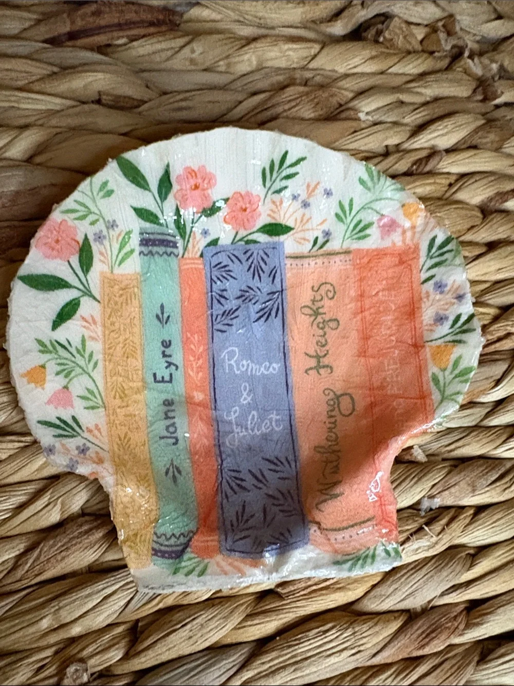 Floral Bookstack Shell Trinket Dish - Coral, Lavender, Mint
